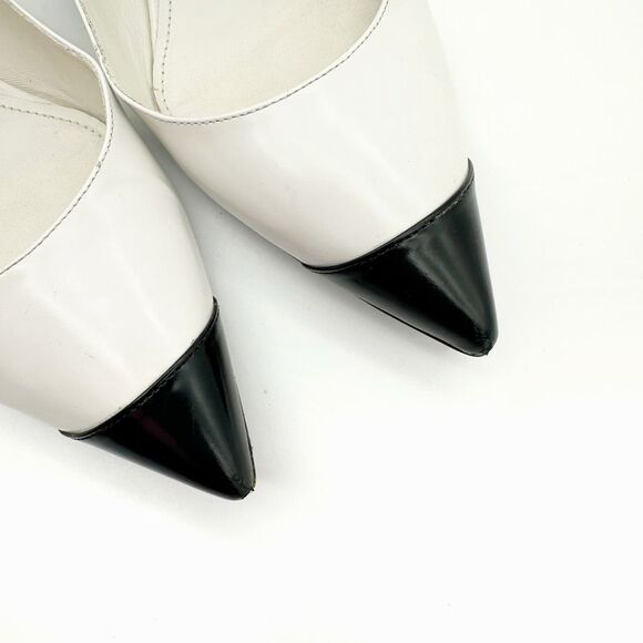 PRADA Mary Jane Cap Pointed Toe Ballet Flats Size 37 US 6.5 White Black Pink - Picture 3 of 10